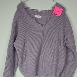 Zenana Outfitters Women's Purple V-Neck Sweater